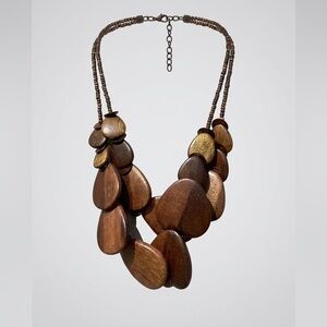 Funky Brown Wooden Statement Necklace